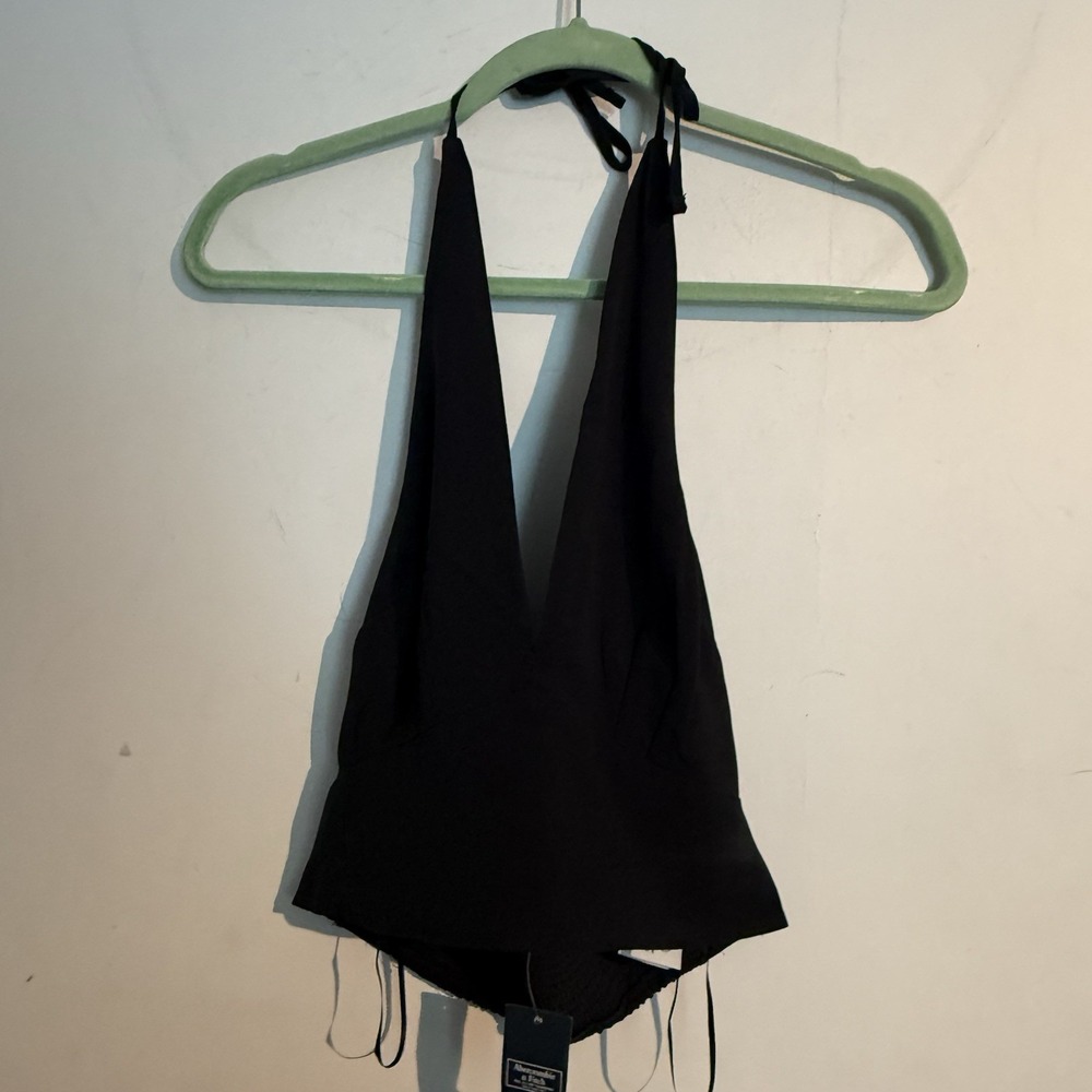 Y2K Abercrombie & Fitch Small Babydoll Halter Black Festival Minimalist NWT